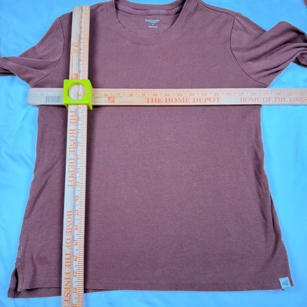 Burt's Bees Baby Women Brown Ribbed Organic Cotton Long Sleeve Top Size S - Picture 8 of 9